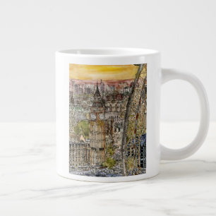 Destinations   Watercolor Big Ben & London Eye Large Coffee Mug