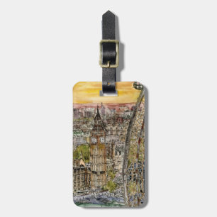 Destinations   Watercolor Big Ben & London Eye Luggage Tag