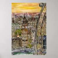 Destinations | Watercolor Big Ben & London Eye