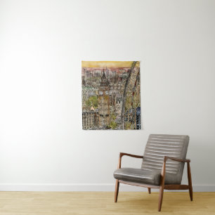 Destinations   Watercolor Big Ben & London Eye Tapestry