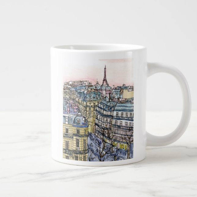 Destinations | Watercolor Eiffel Tower & Paris Large Coffee Mug (Right)