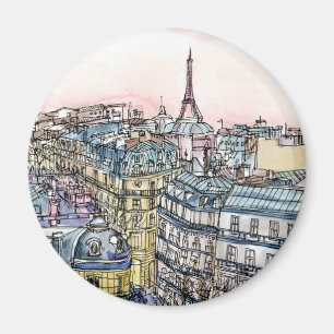 Destinations   Watercolor Eiffel Tower & Paris Magnet