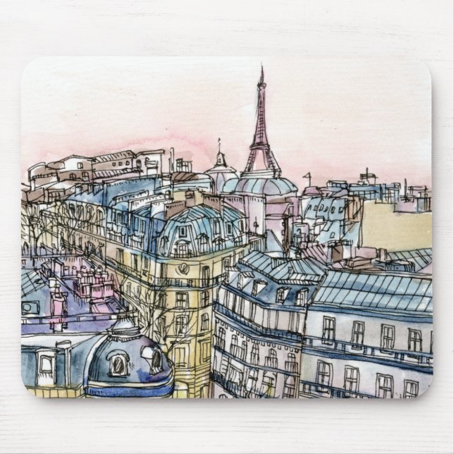 Destinations | Watercolor Eiffel Tower & Paris Mouse Mat (Front)