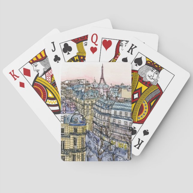 Destinations | Watercolor Eiffel Tower & Paris Playing Cards (Back)