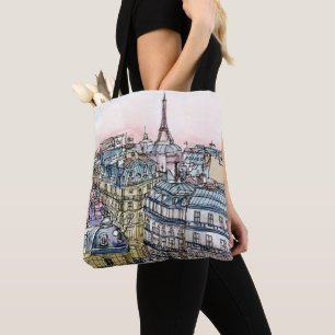 Destinations Watercolor Eiffel Tower & Paris Tote Bag