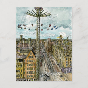 Destinations Watercolor European Swing Ride Postcard