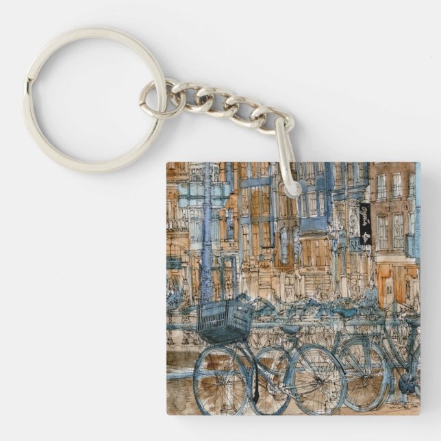 Destinations | Watercolor New York City View Key Ring (Front)