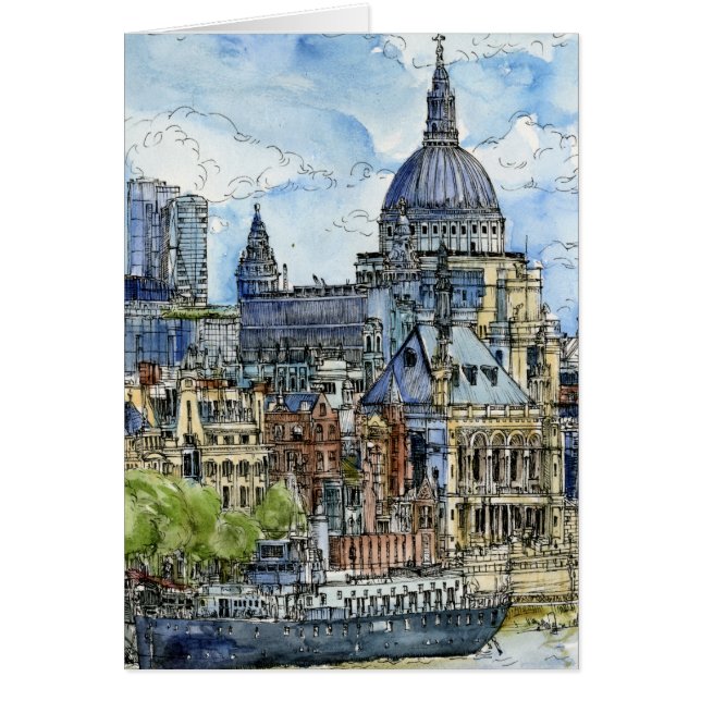 Destinations | Watercolor River Thames Waterfront (Front)