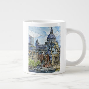 Destinations   Watercolor River Thames Waterfront Large Coffee Mug