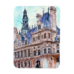 Destinations Watercolor Rustic Hotel de Ville Magnet