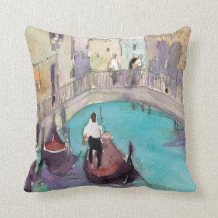 Destinations Watercolor Venice Gondola Ride Cushion