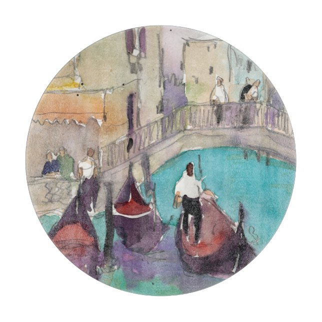 Destinations | Watercolor Venice Gondola Ride Cutting Board (Front)