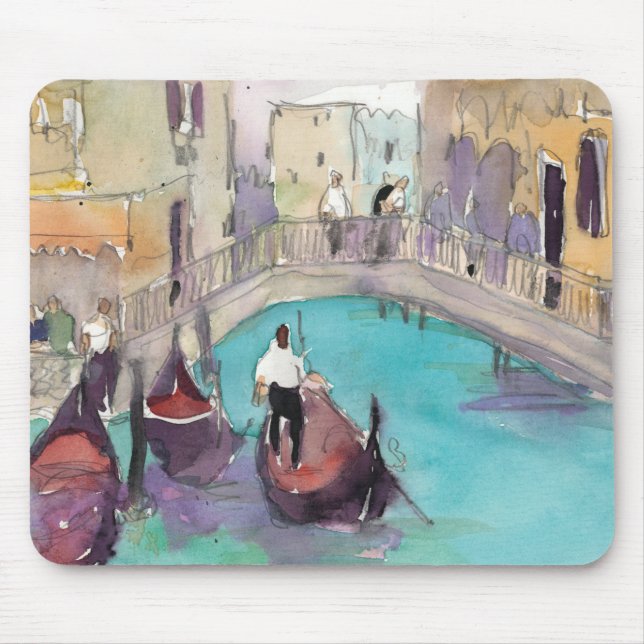 Destinations | Watercolor Venice Gondola Ride Mouse Mat (Front)