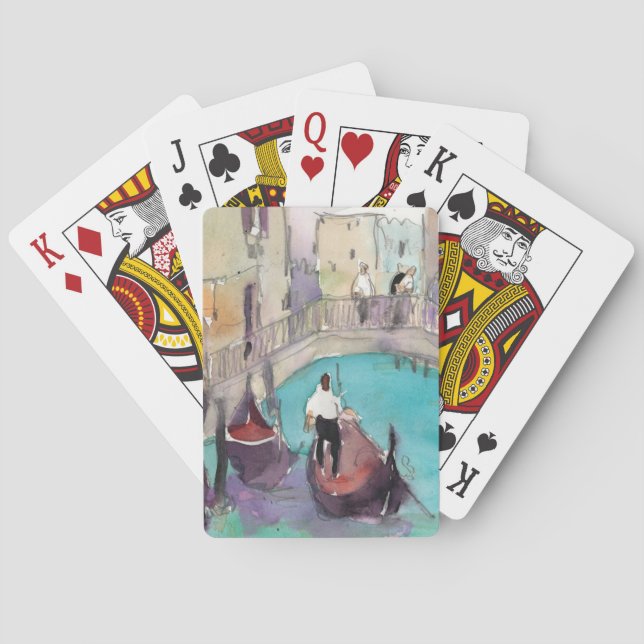 Destinations | Watercolor Venice Gondola Ride Playing Cards (Back)