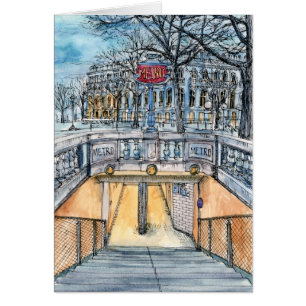Destinations Watercolor Vintage Metro Entrance
