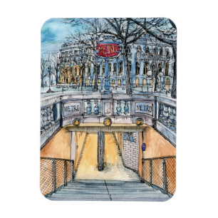 Destinations Watercolor Vintage Metro Entrance Magnet