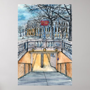 Destinations Watercolor Vintage Metro Entrance Poster