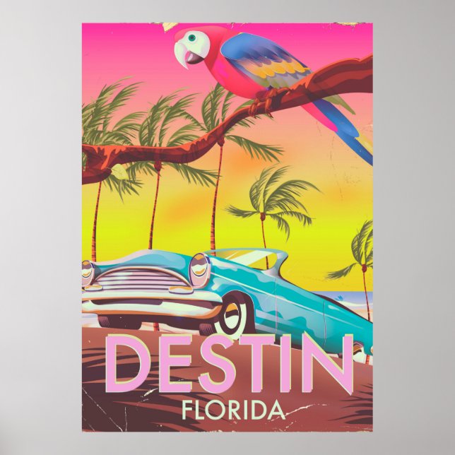 Destinin Florida USA vintage travel poster. Poster (Front)