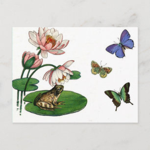 Destiny Blossoms Thinking of You Floral Butterfly Postcard