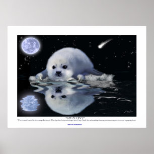 "Destiny" ~ HARP SEAL & MOON Art Poster