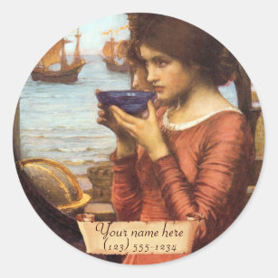 Destiny J. W.  Waterhouse Pre-Raphaelite Bookplate Classic Round Sticker