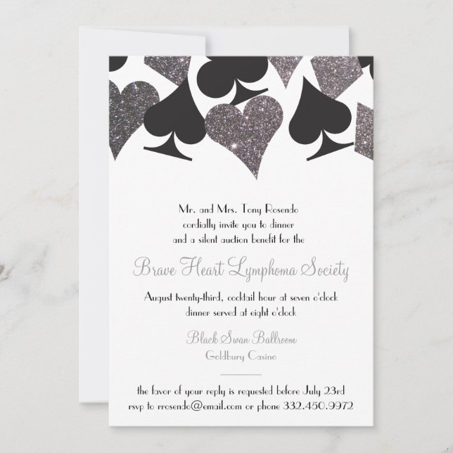 Destiny Las Vegas Casino Party Faux Silver Glitter Invitation (Front)