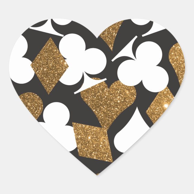 Destiny Las Vegas Heart Sticker Faux Gold Glitter (Front)