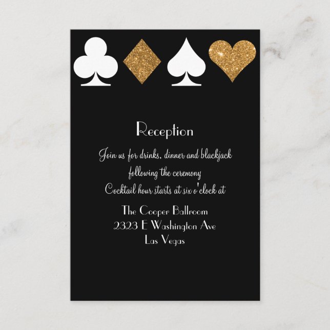 Destiny Las Vegas Reception Faux Gold Glitter Enclosure Card (Front)
