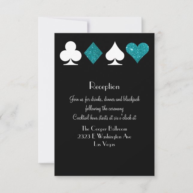 Destiny Las Vegas Reception Teal Glitter Invitation (Front)