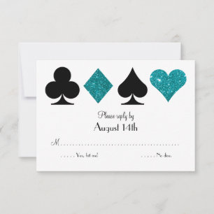Destiny Las Vegas Wedding RSVP Teal Glitter