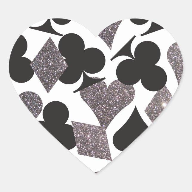 Destiny LasVegas Heart Sticker Faux Silver Glitter (Front)
