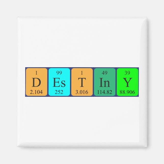 Destiny periodic table name magnet (Front)