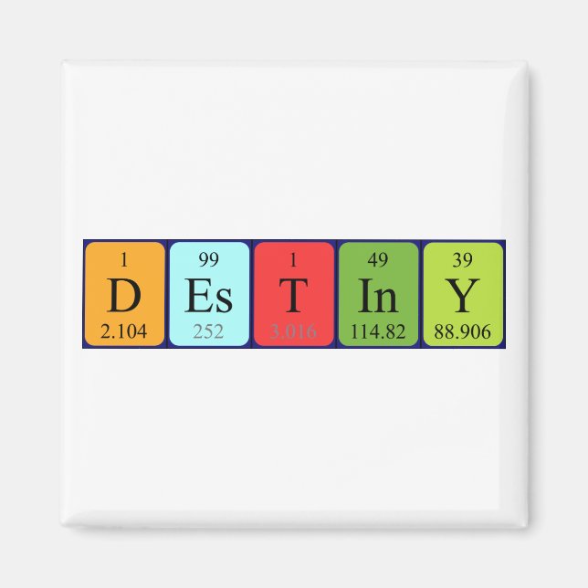 Destiny periodic table name magnet (Front)
