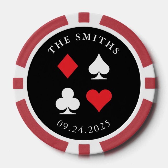 Destiny Personalised Wedding Favour Gift Black Red Poker Chips (Front)