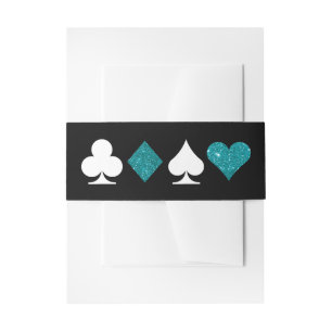 Destiny Vegas Invite Teal Glitter Invitation Belly Band