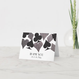 Destiny Vegas Thank You Card Faux Silver Glitter