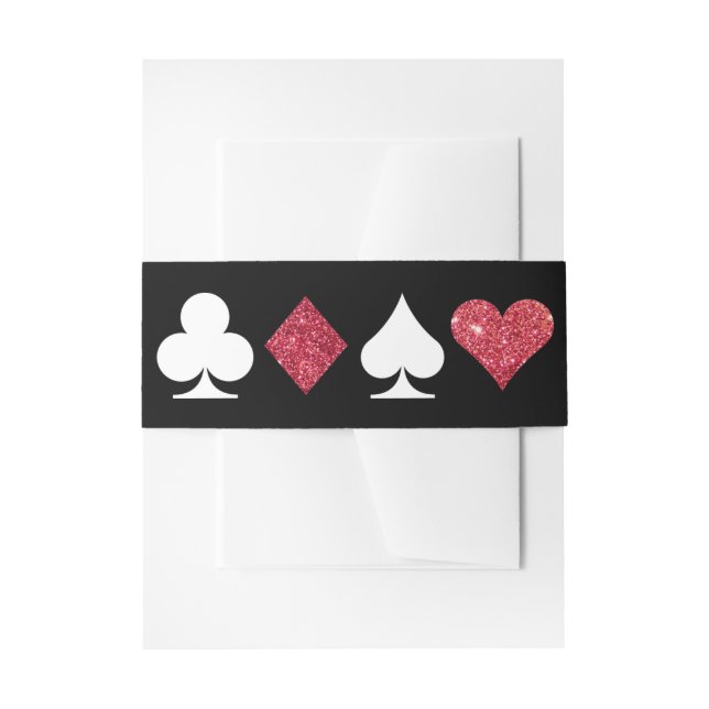Destiny Vegas Wedding Faux Red Glitter Bellyband Invitation Belly Band (Front Example)