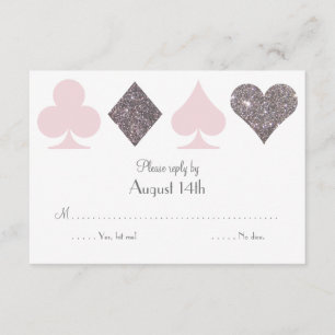 Destiny Vegas Wedding Reply Card Blush Pink Silver
