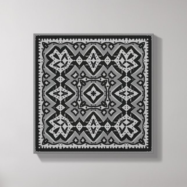 Destressed Abstract original black and grey tile  Canvas Print (Front)