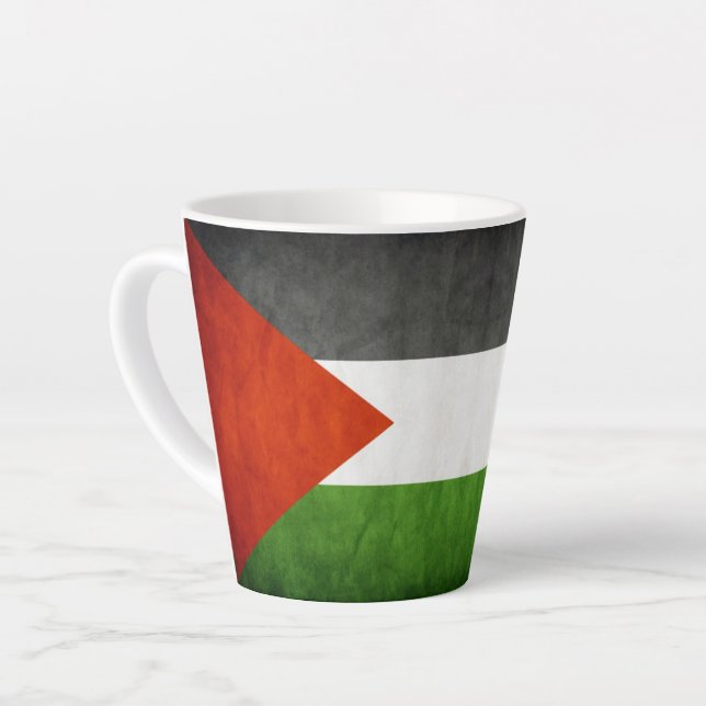 Destressed Grunge Palestine Flag Latte Mug (Left Angle)