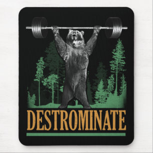 Destrominate - Bear - Funny Workout Inspirational Mouse Mat