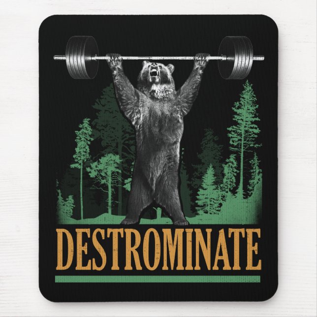Destrominate - Bear - Funny Workout Inspirational Mouse Mat (Front)
