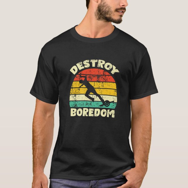 Destroy Boredom One Wheel Electric Skateboard Floa T-Shirt (Front)