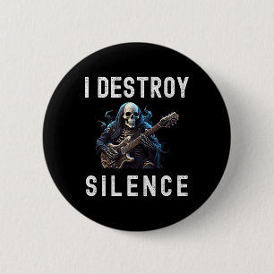 Destroy Silence Ghost Guitar Funny Guitar 6 Cm Round Badge