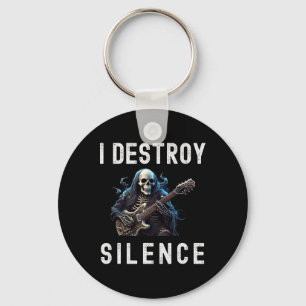 Destroy Silence Ghost Guitar Funny Guitar  Key Ring