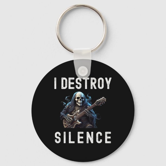 Destroy Silence Ghost Guitar Funny Guitar  Key Ring (Front)