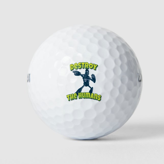 Destroy The Humans Robot Golf Balls (Front)