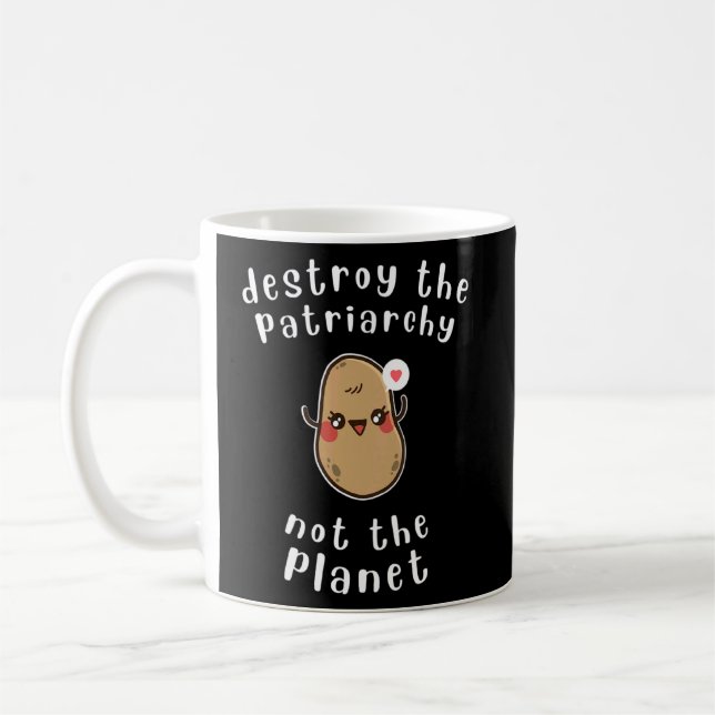 Destroy The Patriarchy Cute Feminist Potato Climat Coffee Mug (Left)