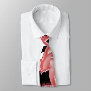 Destroyed black and salmon scraps or tape on white tie