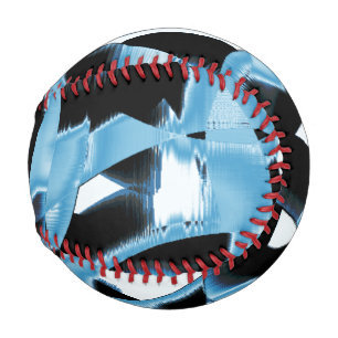 Destroyed blue and black scraps or tape baseball